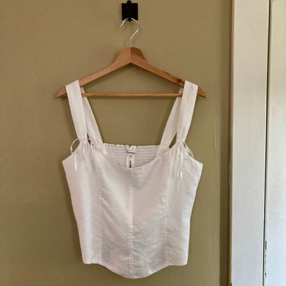Reformation Minton Smocked Linen Corset 